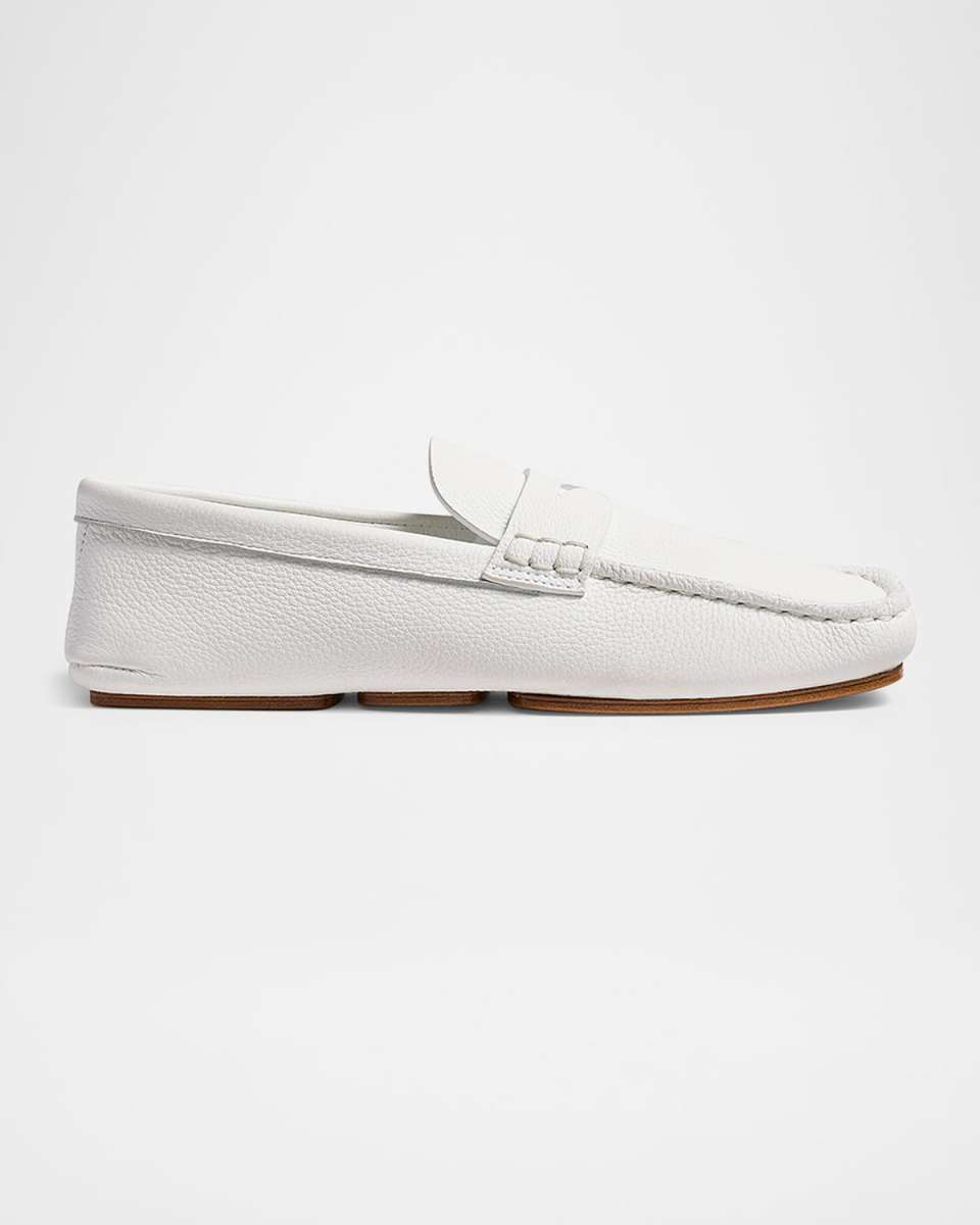 Billy Grained Leather Moc-Toe Penny Loafers